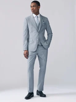 Light Blue Check Suit Waistcoat