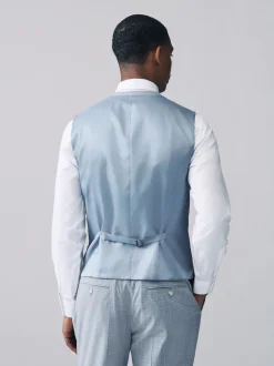Light Blue Check Suit Waistcoat