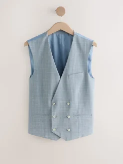 Light Blue Check Suit Waistcoat