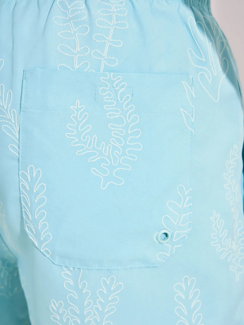 Light Blue Embroidered Swim Shorts