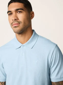 Light Blue Marl Regular Fit Short Sleeve Pique Polo Shirt