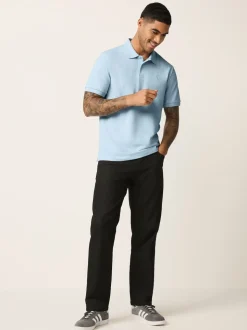 Light Blue Marl Regular Fit Short Sleeve Pique Polo Shirt