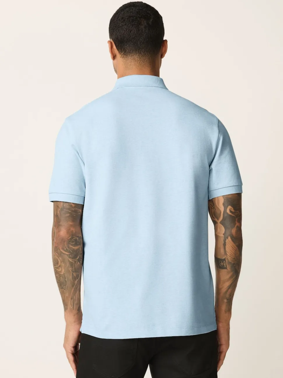 Light Blue Marl Regular Fit Short Sleeve Pique Polo Shirt