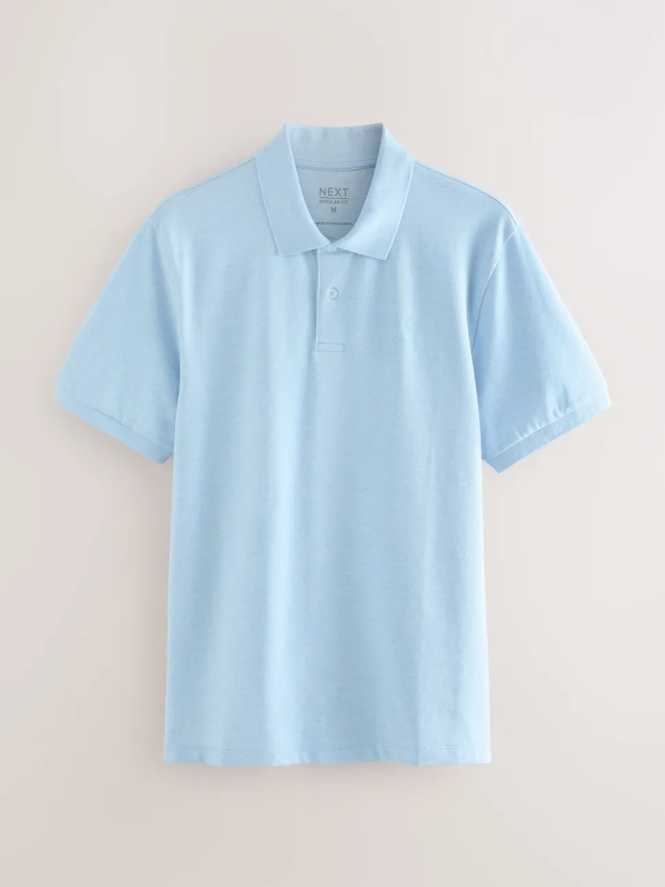 Light Blue Marl Regular Fit Short Sleeve Pique Polo Shirt