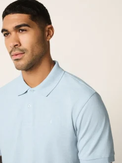 Light Blue Marl Slim Fit Short Sleeve Pique Polo Shirt