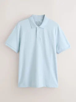 Light Blue Marl Slim Fit Short Sleeve Pique Polo Shirt