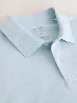 Light Blue Marl Slim Fit Short Sleeve Pique Polo Shirt