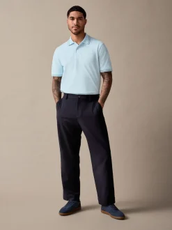 Light Blue Ottoman Regular Fit Short Sleeve Tipped Polo Shirt