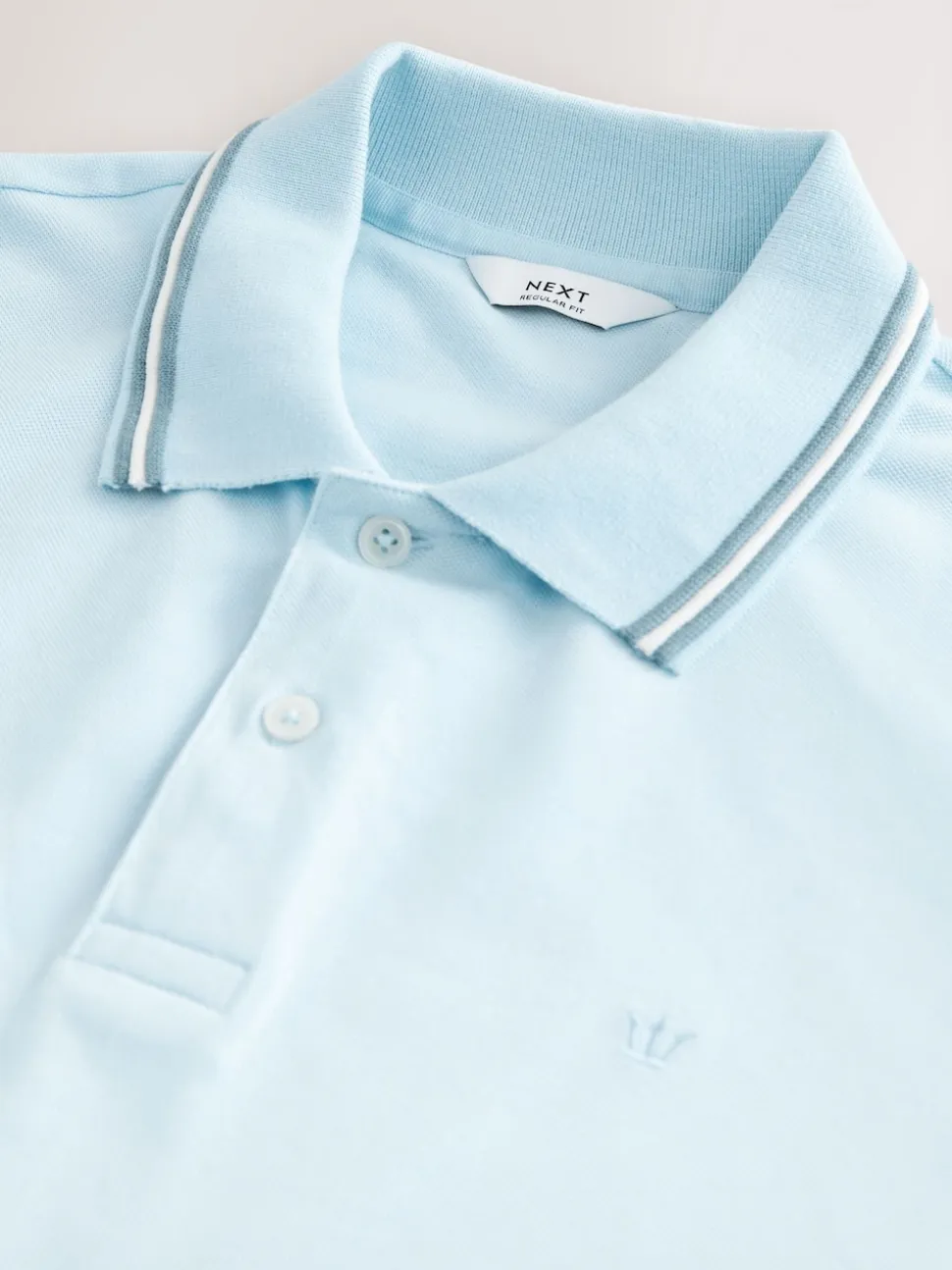 Light Blue Ottoman Regular Fit Short Sleeve Tipped Polo Shirt