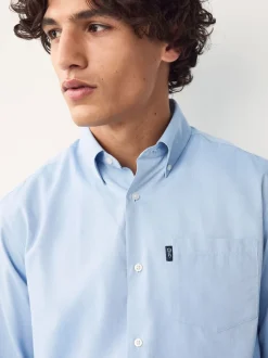 Light Blue Regular Fit Button Down Easy Iron Oxford Shirt