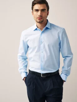 Light Blue Regular Fit Easy Care Double Cuff Smart Shirt