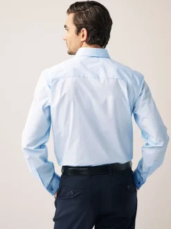 Light Blue Regular Fit Easy Care Double Cuff Smart Shirt