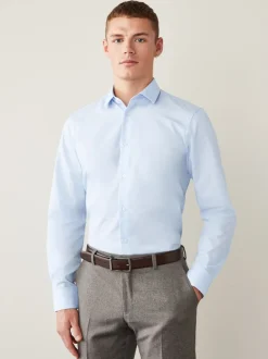 Light Blue Regular Fit Easy Care Single Cuff Smart Shirt