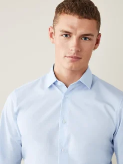 Light Blue Regular Fit Easy Care Single Cuff Smart Shirt