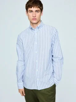 Light Blue Regular Fit Long Sleeve Stripe Smart Shirt