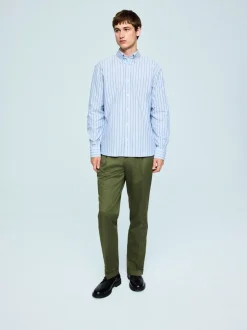 Light Blue Regular Fit Long Sleeve Stripe Smart Shirt