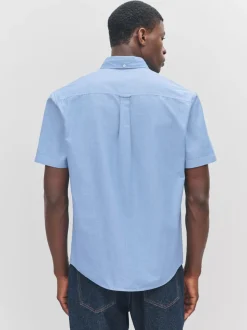 Light Blue Regular Fit Short Sleeve Oxford Shirt