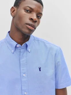 Light Blue Regular Fit Short Sleeve Oxford Shirt