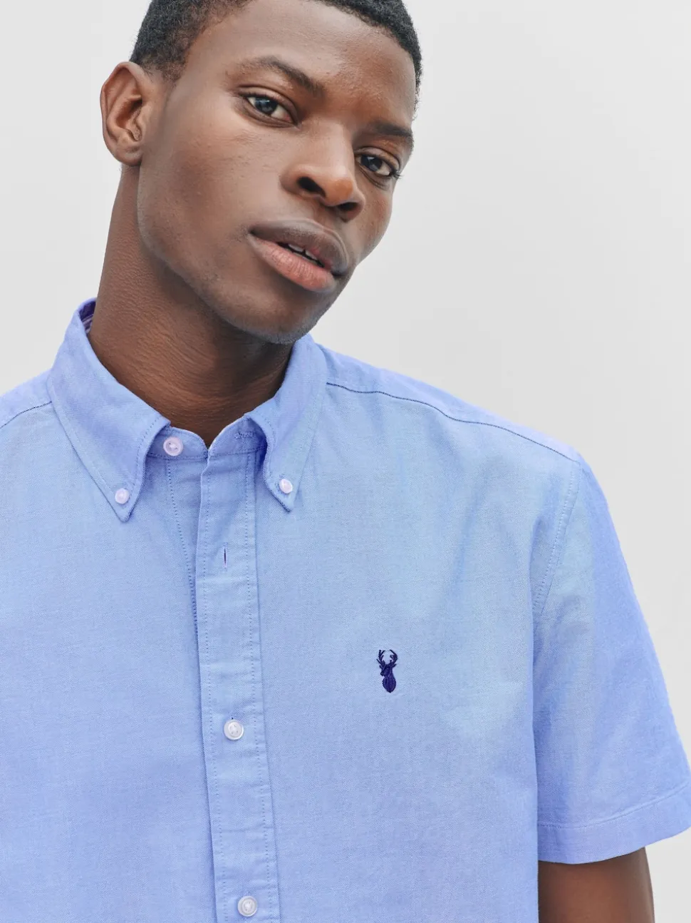 Light Blue Regular Fit Short Sleeve Oxford Shirt