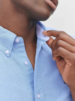 Light Blue Regular Fit Short Sleeve Oxford Shirt