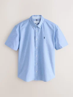 Light Blue Regular Fit Short Sleeve Oxford Shirt