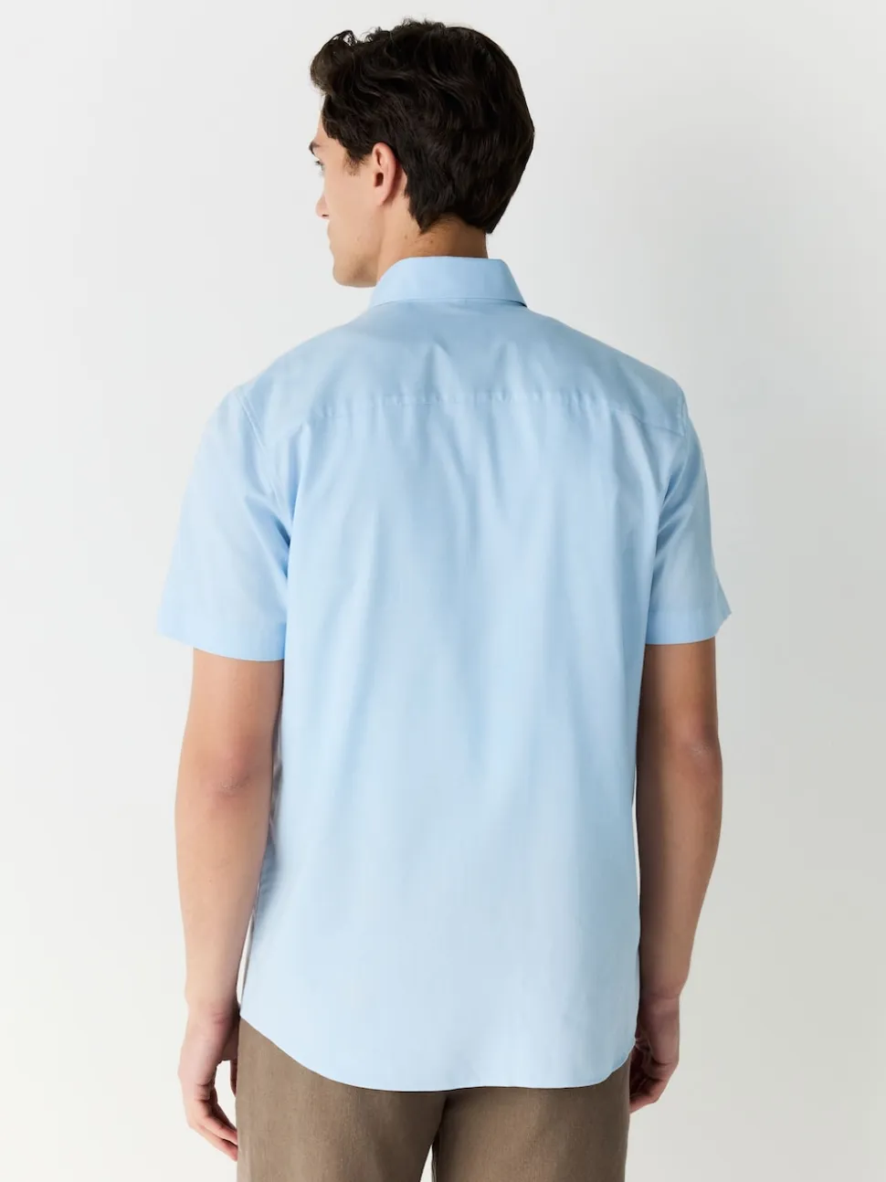 Light Blue Regular Fit Short Sleeve Easy Iron Button Down Oxford Shirt