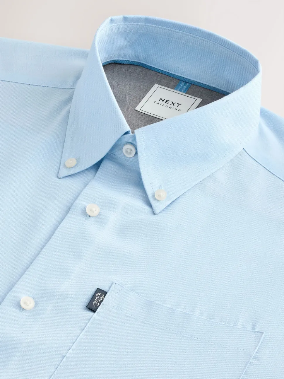 Light Blue Regular Fit Short Sleeve Easy Iron Button Down Oxford Shirt