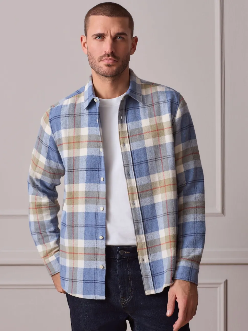 Light Blue Signature Long Sleeve Check Shirt