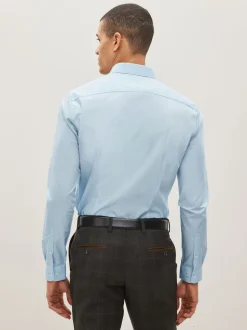 Light Blue Skinny Fit Easy Care Single Cuff Smart Shirt