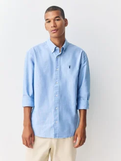 Light Blue Slim Fit Long Sleeve Oxford Shirt