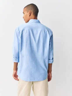 Light Blue Slim Fit Long Sleeve Oxford Shirt