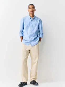 Light Blue Slim Fit Long Sleeve Oxford Shirt