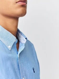 Light Blue Slim Fit Long Sleeve Oxford Shirt