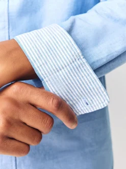 Light Blue Slim Fit Long Sleeve Oxford Shirt