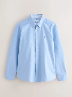 Light Blue Slim Fit Long Sleeve Oxford Shirt