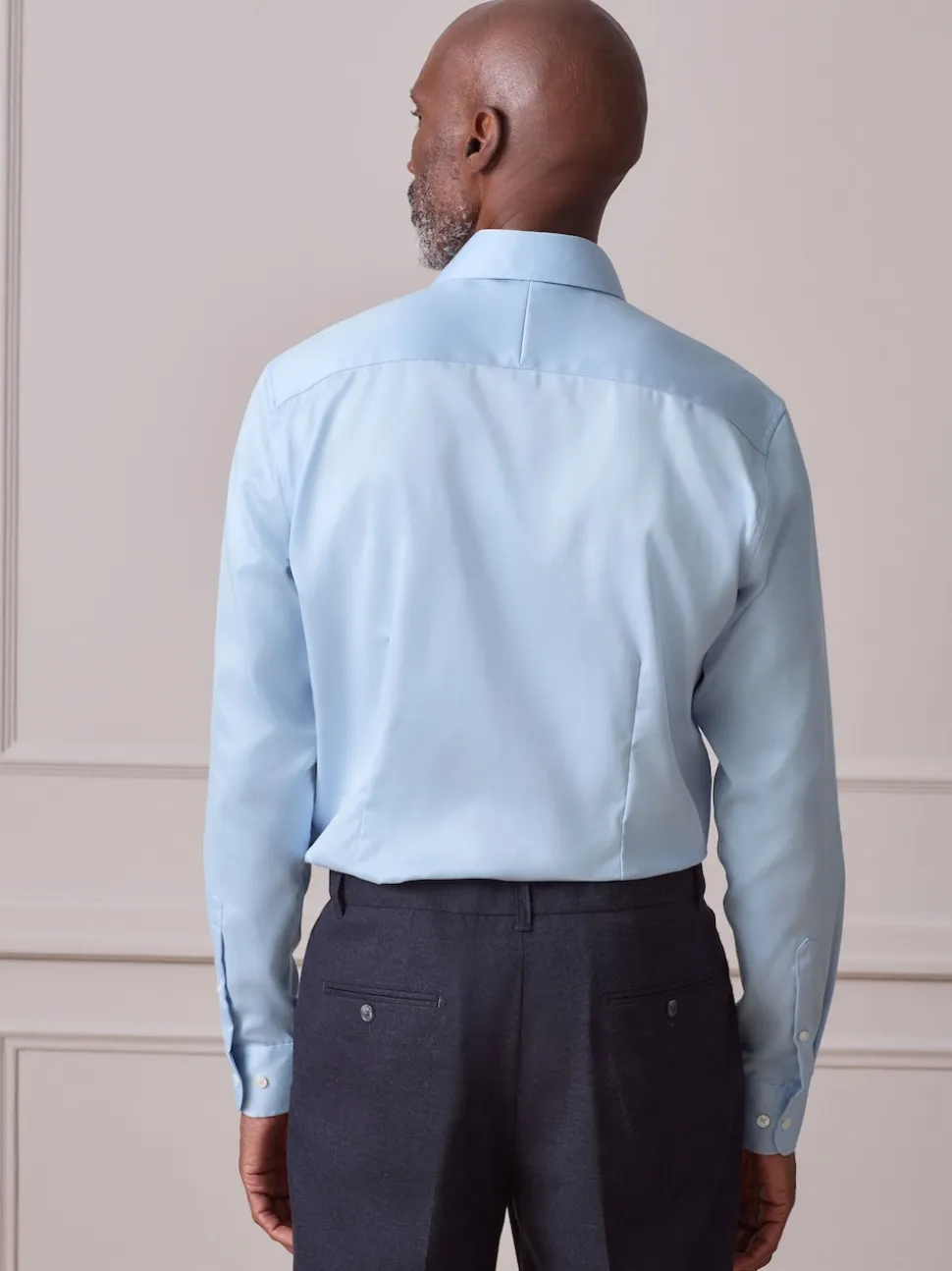 Light Blue Slim Fit Sateen Cotton Signature Shirt