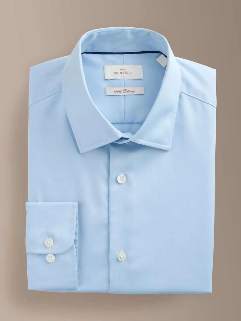 Light Blue Slim Fit Sateen Cotton Signature Shirt