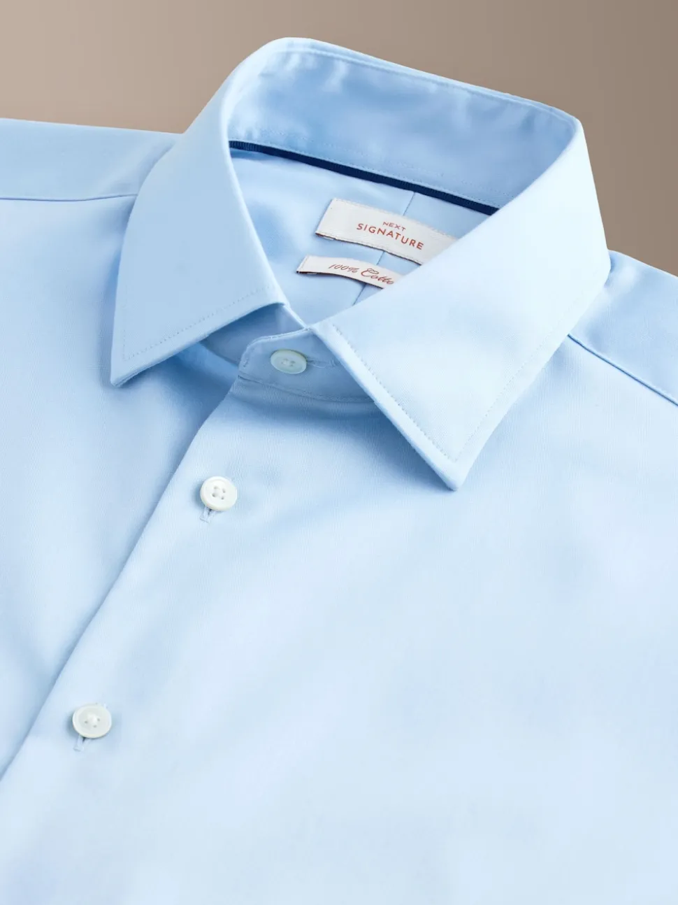 Light Blue Slim Fit Sateen Cotton Signature Shirt