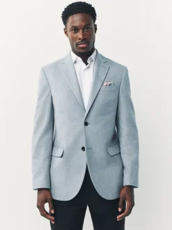 Light Blue Slim Fit Textured Smart Blazer