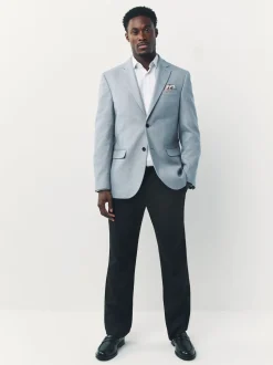 Light Blue Slim Fit Textured Smart Blazer