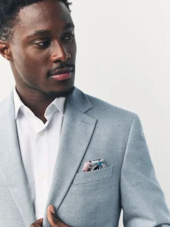 Light Blue Slim Fit Textured Smart Blazer