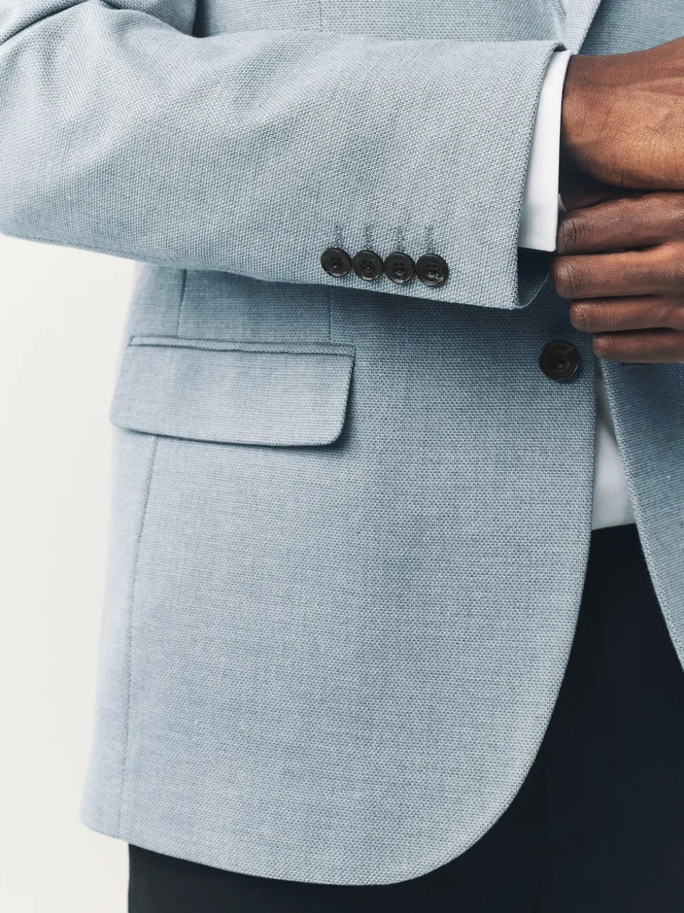 Light Blue Slim Fit Textured Smart Blazer