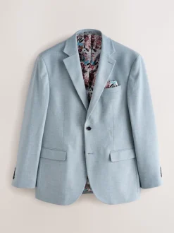 Light Blue Slim Fit Textured Smart Blazer