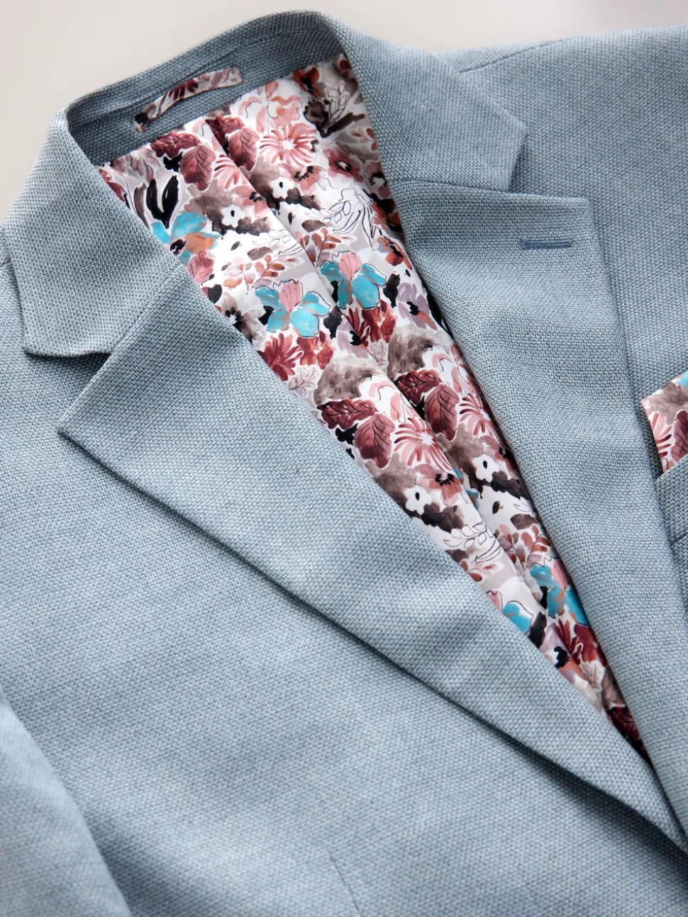 Light Blue Slim Fit Textured Smart Blazer