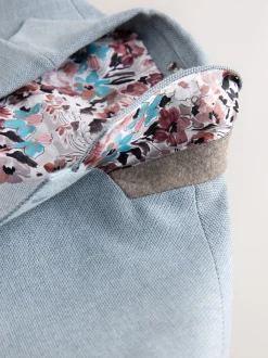 Light Blue Slim Fit Textured Smart Blazer
