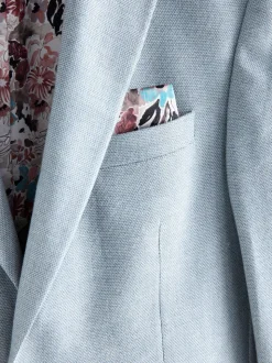 Light Blue Slim Fit Textured Smart Blazer