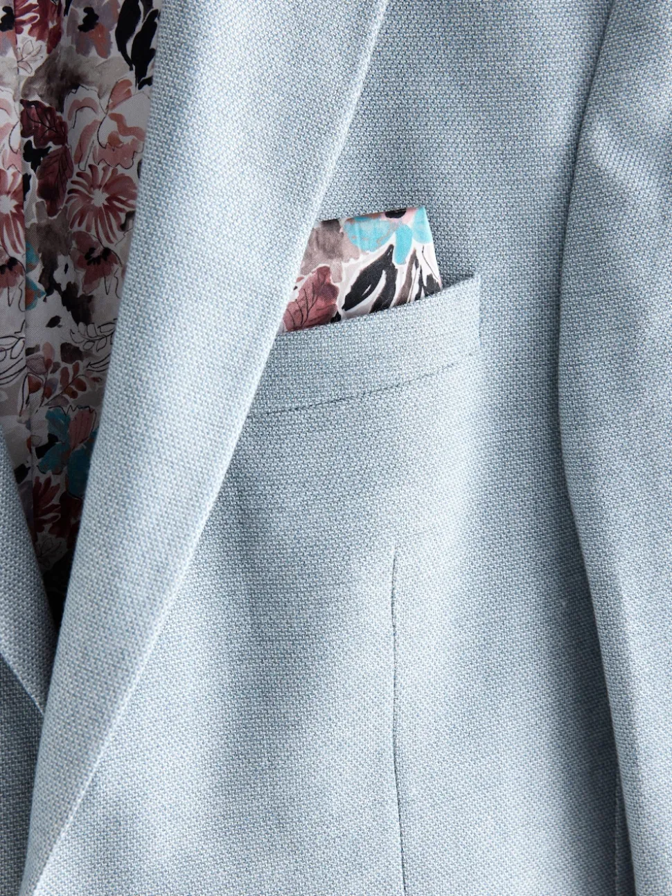 Light Blue Slim Fit Textured Smart Blazer