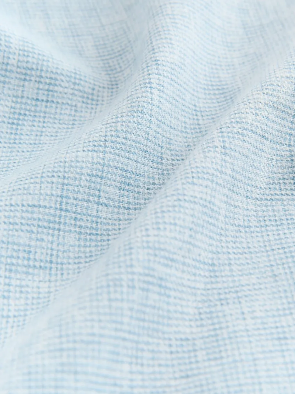 Light Blue Standard Collar Cotton Linen Blend Long Sleeve Shirt