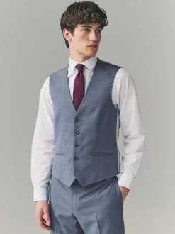 Light Blue Textured Suit Waistcoat