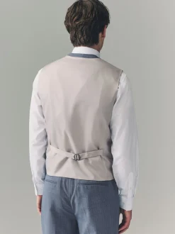 Light Blue Textured Suit Waistcoat